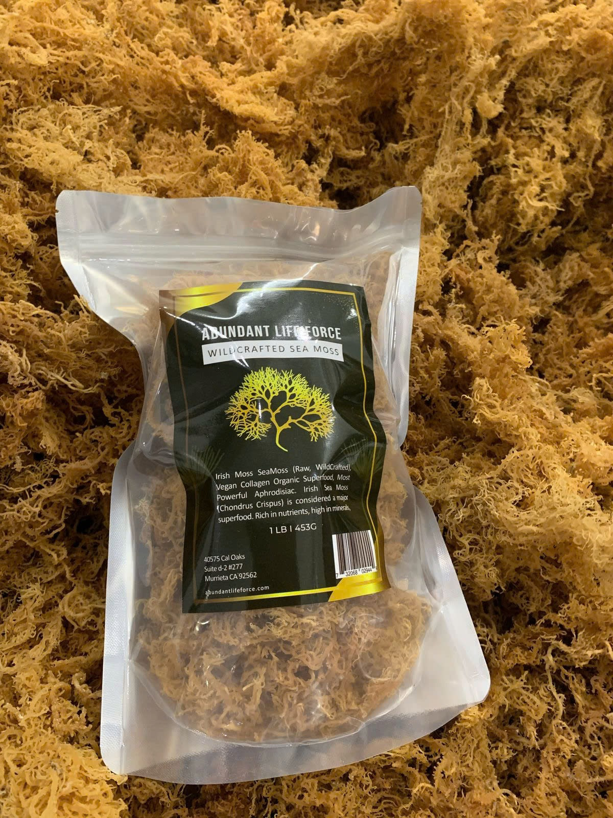 Abundant Life Force wildcrafted raw Irish sea moss, 1 lb bag