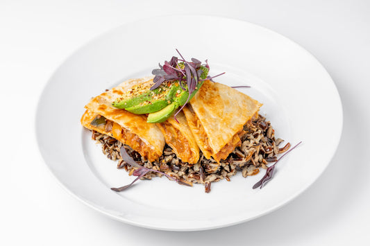 Quesadillas with Wild Rice and Refried Garbanzos