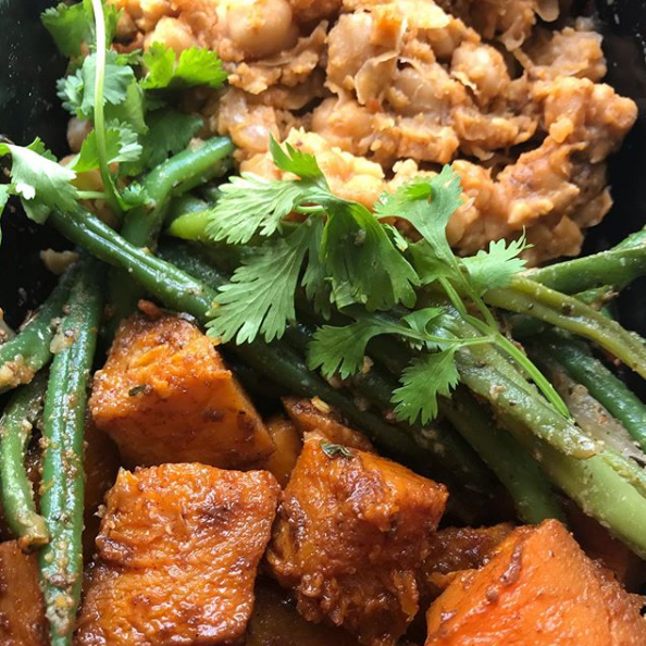 Roasted Portobello Caps with Butternut Mash and House Veggies