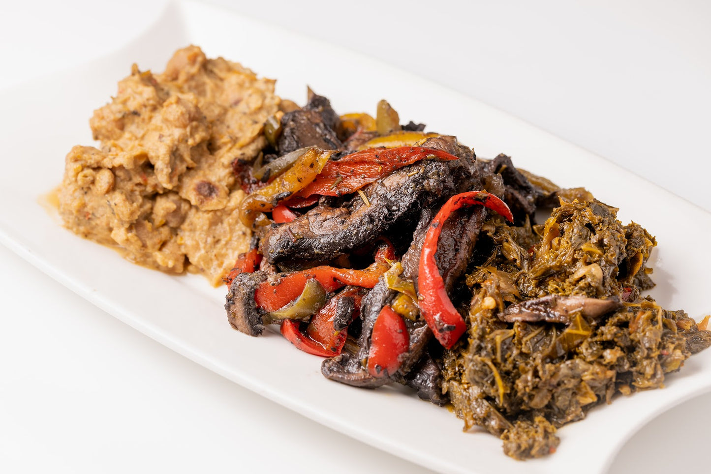 Jamaican Jerk Mushrooms with Coconut Stewed Chickpeas and Braised Greens