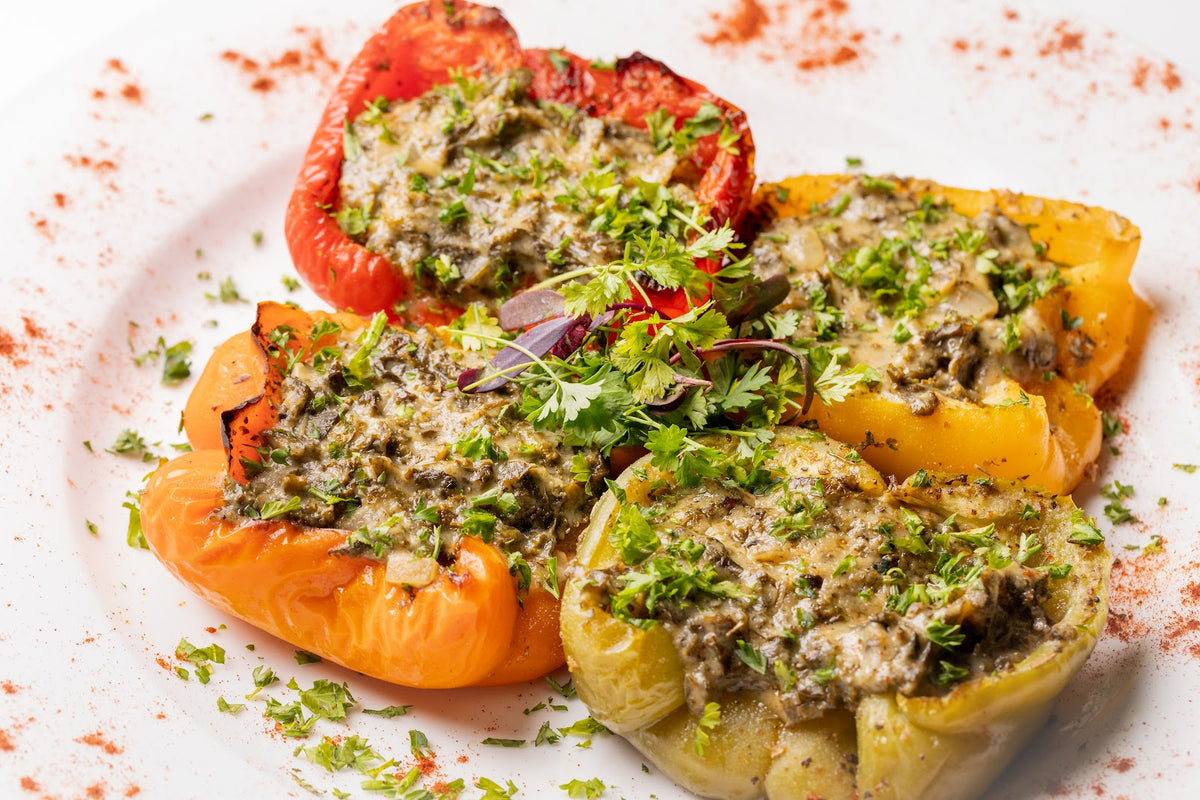 Stuffed Peppers with Coconut Creamed Kale — A Grateful Plate