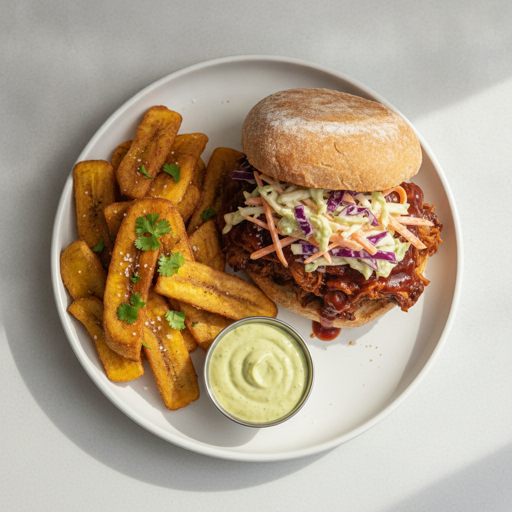 BBQ JACKFRUIT SANDWICH w/Burro Fries