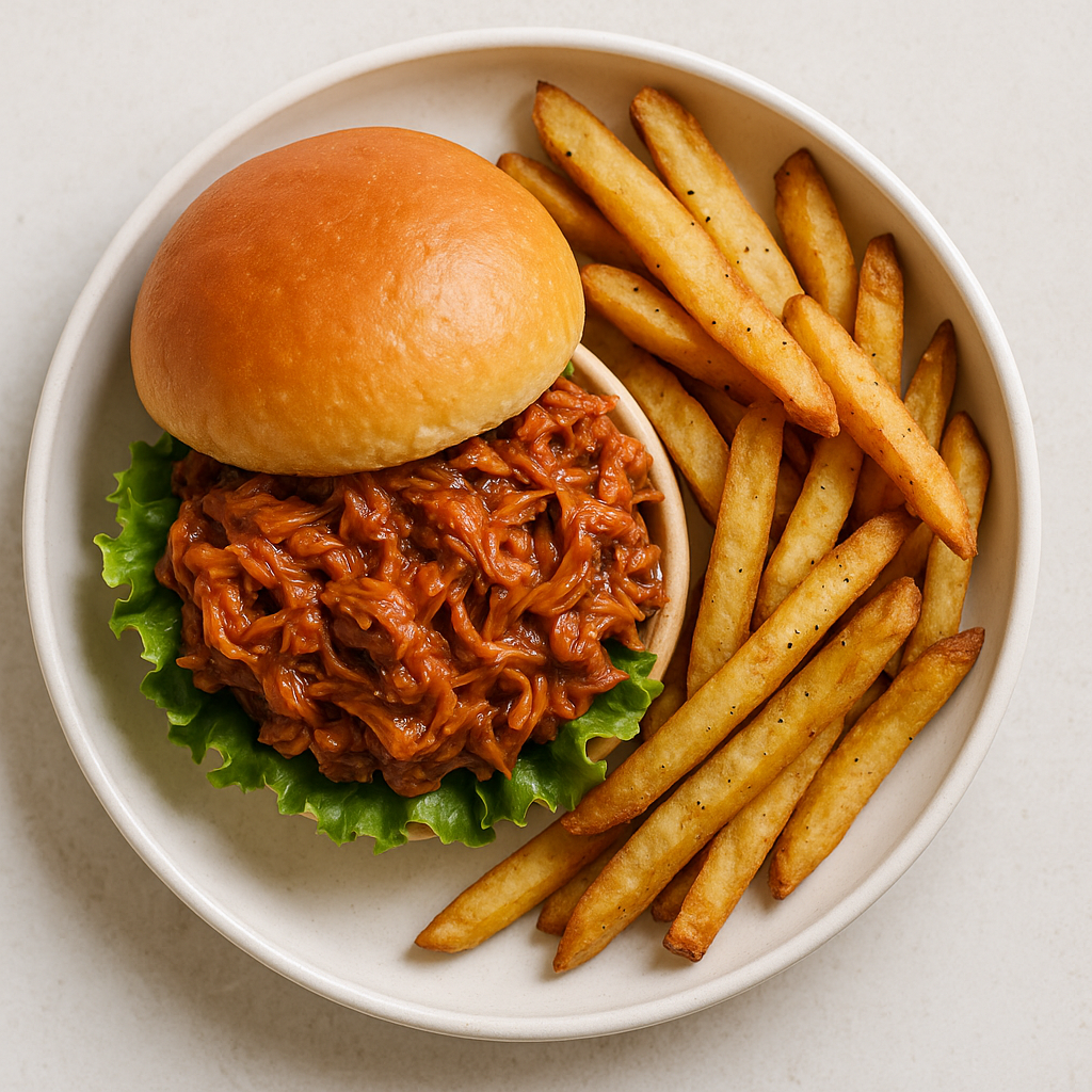 BBQ JACKFRUIT SANDWICH w/Burro Fries