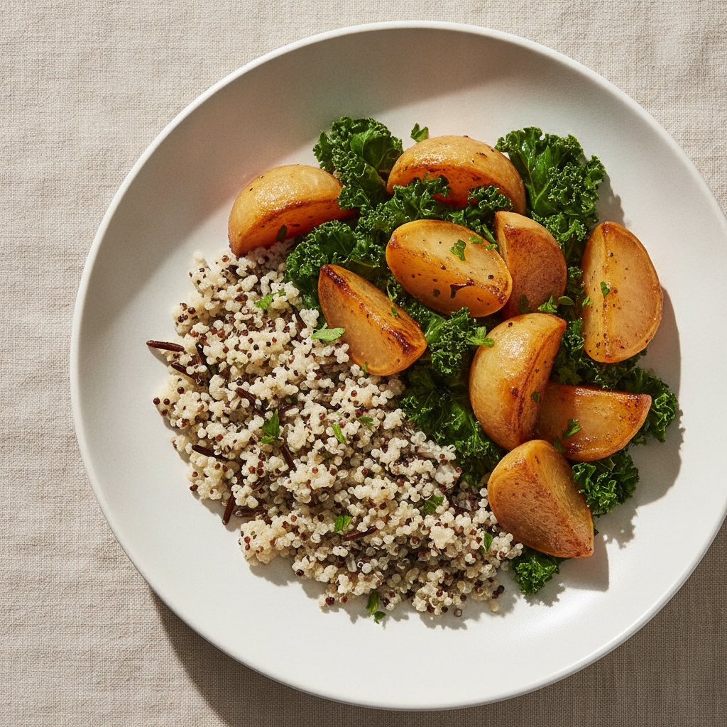Caramelized Turnips with Braised Greens and Grains