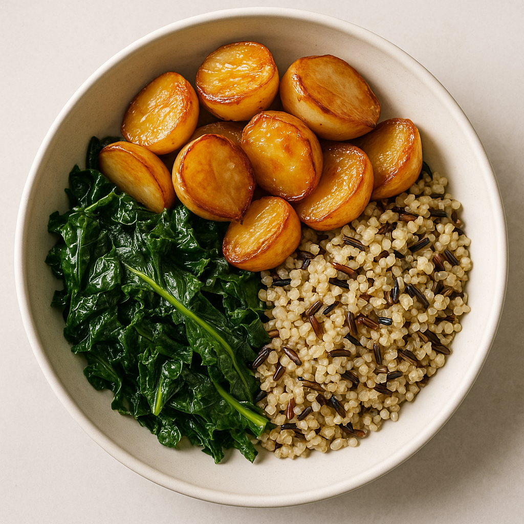 Caramelized Turnips with Braised Greens and Grains