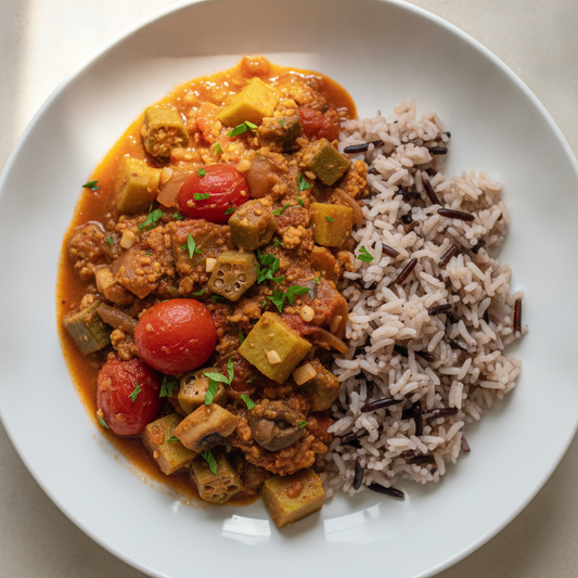 Gumbo Served with Wild Rice