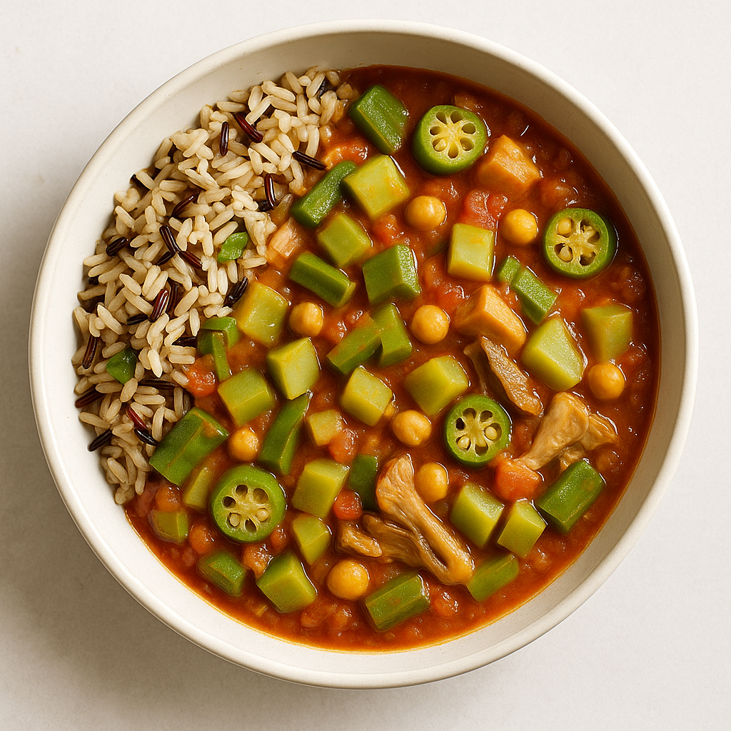 Gumbo Served with Wild Rice