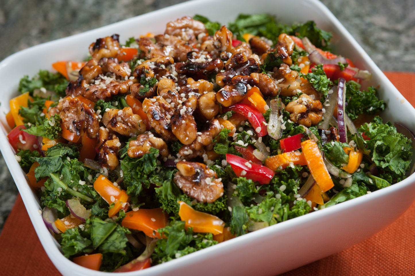 Massaged Kale & Candied Walnut Salad