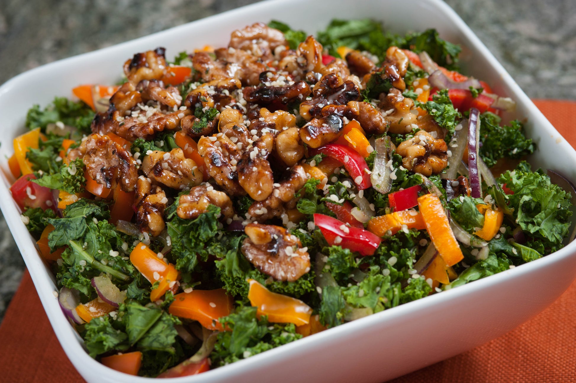Massaged Kale & Candied Walnut Salad